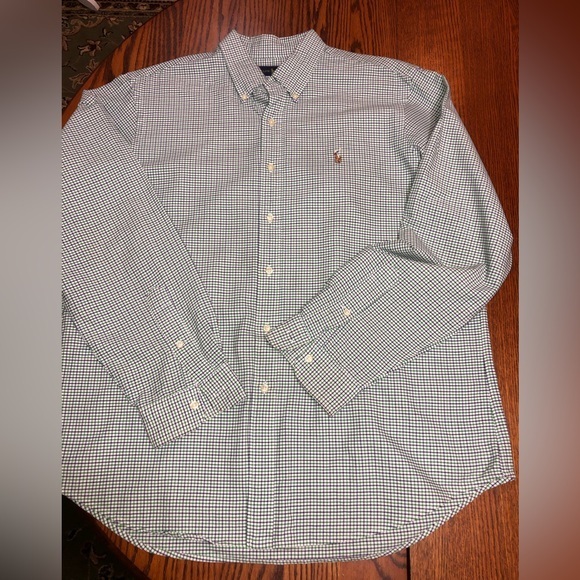 Ralph Lauren Blue Label Other - RALPH LAUREN BLUE LABEL BLUE GREEN & WHITE CHECKERED LONG SLEEVE XLARGE SHIRT